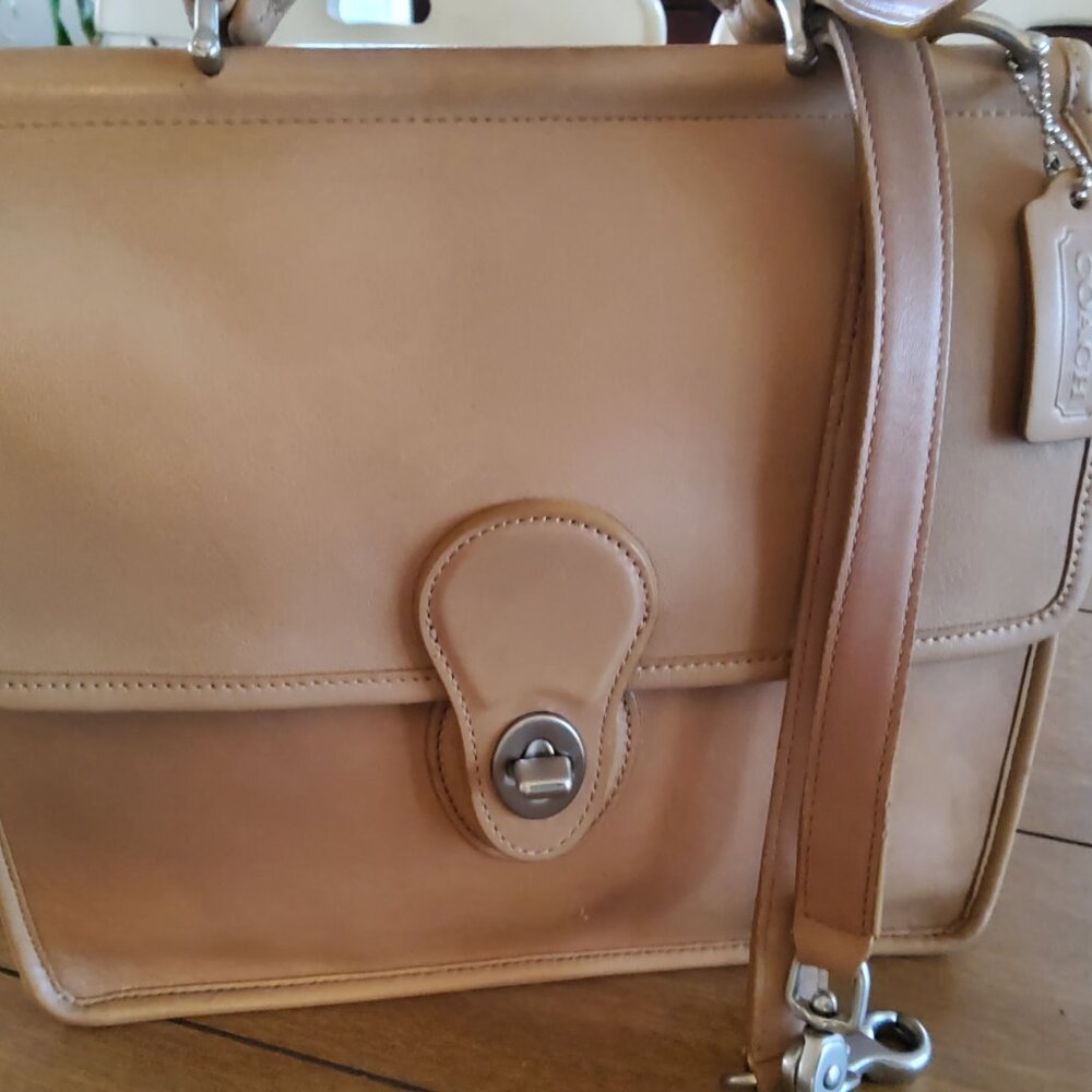 Coach Tan Leather Crossbody Satchel - Picture 2 of 16